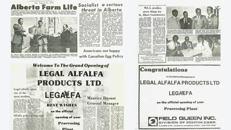 Opening of Legal Alfalfa Products plant in 1975